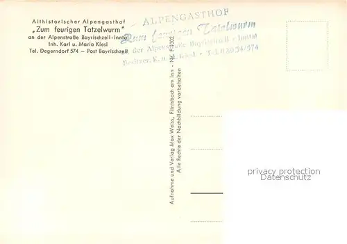 AK / Ansichtskarte Bayrischzell Alpengasthof Zum feurigen Tatzelwurm Aussenansicht Bayrischzell