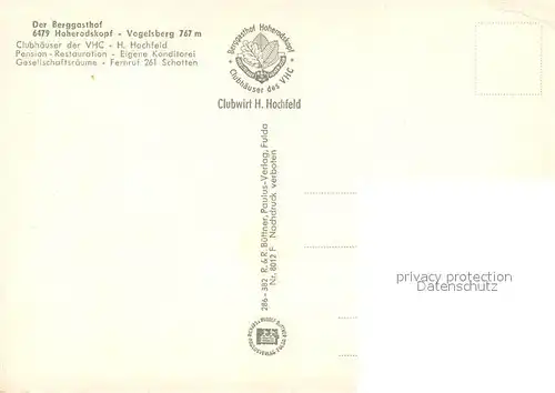 AK / Ansichtskarte Hoherodskopf Der Berggasthof Taufstein VHC Clubhaeuser Jugendherberge Forellenteich Hoherodskopf