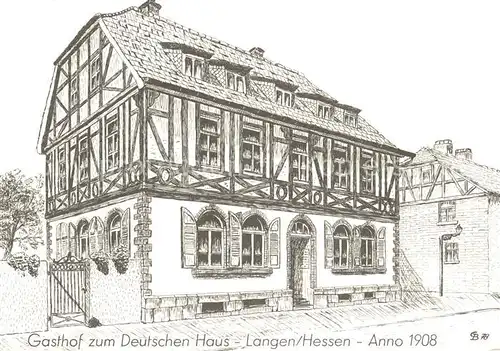 AK / Ansichtskarte Langen_Hessen Gasthof zum Deutschen Haus Aussenansicht Fachwerkhaus Langen Hessen