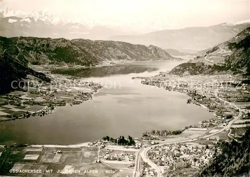 AK / Ansichtskarte Ossiach_Ossiachersee Fliegeraufnahme mit Julische Alpen Ossiach Ossiachersee