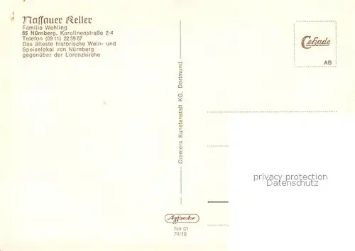 AK / Ansichtskarte Nuernberg Nassauer Keller 900 Jahre Nuernberg