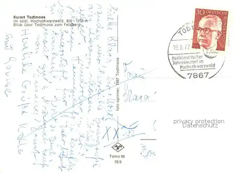 AK / Ansichtskarte Todtmoos Fliegeraufnahme mit Feldberg Glashuette und Schwarzenbach Todtmoos