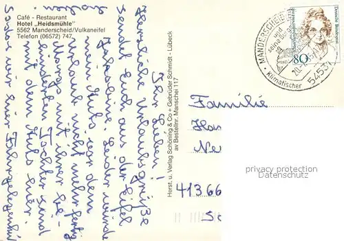 AK / Ansichtskarte Manderscheid_Eifel Cafe Restaurant Hotel Heidsmuehle Manderscheid Eifel