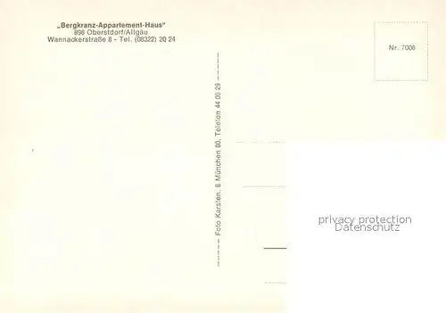 AK / Ansichtskarte Oberstdorf Bergkranz Appartement Haus Aussenansicht Oberstdorf