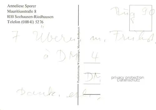 AK / Ansichtskarte Riedhausen_Staffelsee Anneliese Sporer Riedhausen_Staffelsee