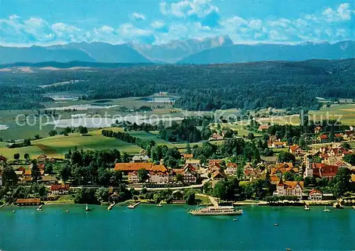 AK / Ansichtskarte Seeshaupt Fliegeraufnahme mit Zugspitze und Starnberger See Seeshaupt