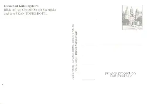 AK / Ansichtskarte Kuehlungsborn_Ostseebad Fliegeraufnahme mit Seebruecke und Skan Tours Hotel Kuehlungsborn_Ostseebad