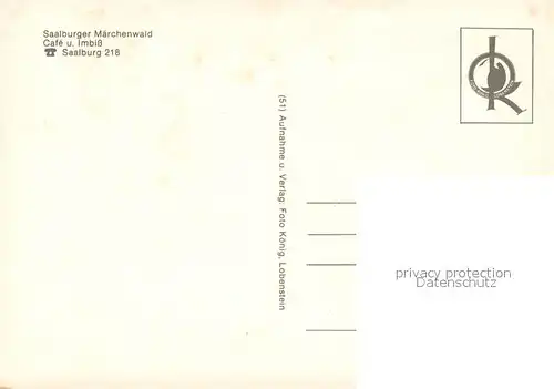 AK / Ansichtskarte Saalburg_Saale Saalburger Maerchenwald Cafe und Imbiss Saalburg_Saale