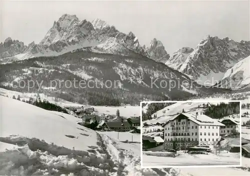 AK / Ansichtskarte Sexten_Sesto_Suedtirol Hotel Drei Zinnen Winterlandschaft Dolomiten Sexten_Sesto_Suedtirol