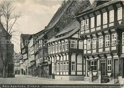 AK / Ansichtskarte Einbeck_Niedersachsen Ratsapotheke Fachwerkhaeuser Altstadt Bildserie Historische Apotheken Deutschlands Werbung Einbeck Niedersachsen