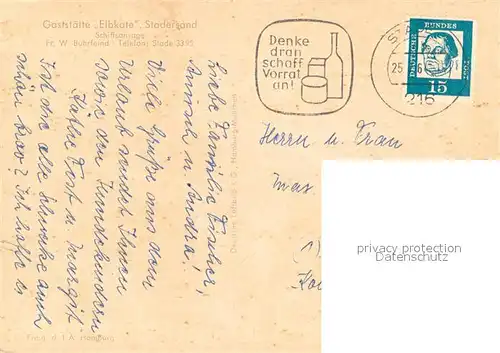 AK / Ansichtskarte Stadersand Gaststaette Elbkate Schiffsanleger Fliegeraufnahme Stadersand