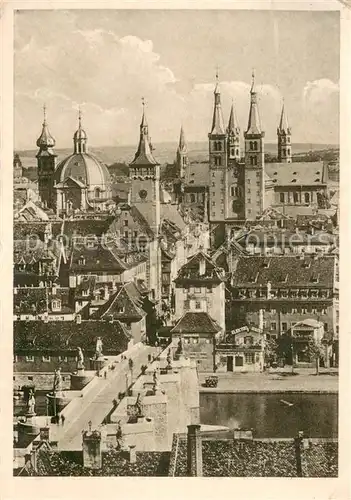 AK / Ansichtskarte Wuerzburg Blick von der Feste auf Dom Neumuenster und Mainbruecke Wuerzburg