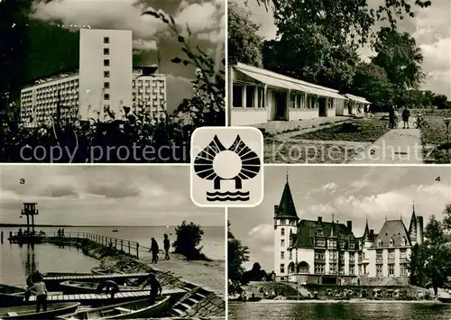 AK / Ansichtskarte Klink_Waren FDGB Urlaubersiedlung Voelkerfreundschaft Erholungsheim Bungalows Mole Mueritz Schloss Klink Waren