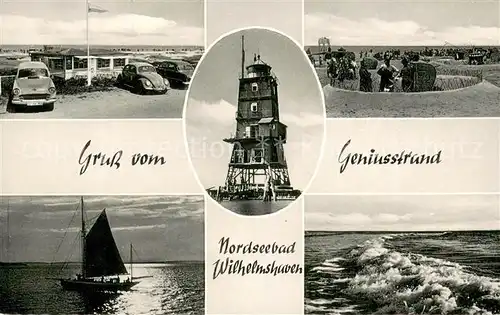 AK / Ansichtskarte Wilhelmshaven Strandpavillon Geniusstrand Segelschiff Meerblick Wilhelmshaven
