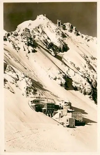 AK / Ansichtskarte Schneefernerhaus_2650m_Zugspitze mit Gipfelbahn und Gipfelstation  