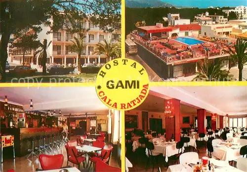 AK / Ansichtskarte Cala_Ratjada_Mallorca Hostal Gami Bar Gastraum Pool Cala_Ratjada_Mallorca