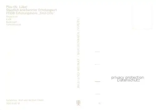 AK / Ansichtskarte Plau_See FDGB Erholungsheim Emil Otto Rezeption Cafe Klubraum Fernsehraum Plau_See