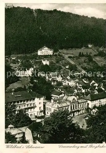 AK / Ansichtskarte Bad_Wildbad Sommerberg mit Bergbahn Kupfertiefdruck Bad_Wildbad