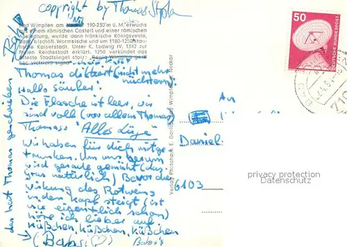 AK / Ansichtskarte Bad_Wimpfen_Neckar Dorfgasse Neckarpartie Marktgasse Hohenstaufentor und Steinhaus Klostergasse Hohenstaufen Kaiserpfalz 