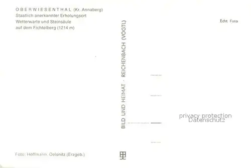 AK / Ansichtskarte Oberwiesenthal_Erzgebirge Wetterwarte und Steinsaeule auf dem Fichtelberg Oberwiesenthal Erzgebirge