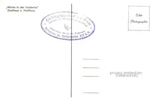 AK / Ansichtskarte Vorderriss Winter in der Vorderriss Gasthaus und Forsthaus Vorderriss