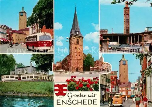 AK / Ansichtskarte Enschede Van Loenshof Station NS Markt met NH Kerk Volkspark De Klomp Enschede