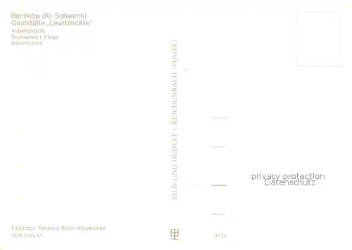 AK / Ansichtskarte Banzkow Gaststaette Lewitzmuehle Restaurant I Etage Bauernstube Banzkow
