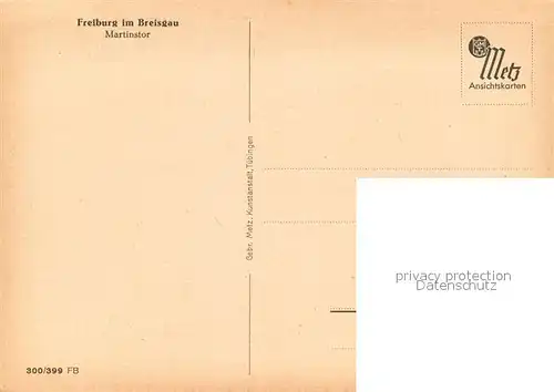 AK / Ansichtskarte Freiburg_Breisgau Martinstor Zeichnung Kuenstlerkarte Freiburg Breisgau