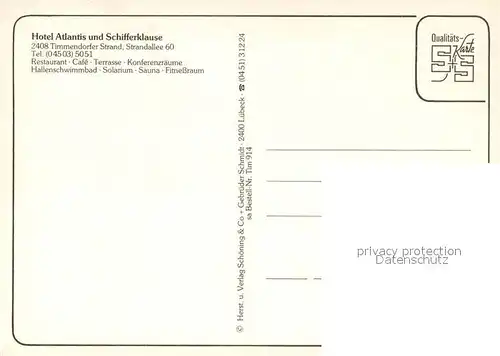 AK / Ansichtskarte Timmendorfer_Strand Hotel Atlantis und Schifferklause Restaurant Gaststube Hallenbad Bar Timmendorfer_Strand