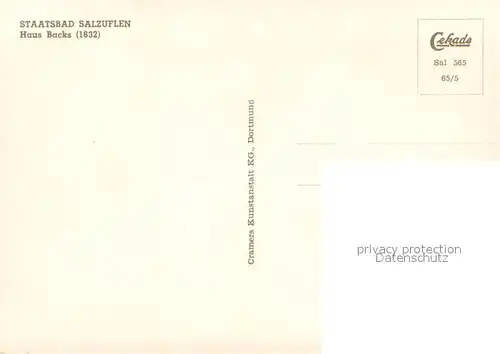 AK / Ansichtskarte Bad_Salzuflen Haus Backs Bad_Salzuflen