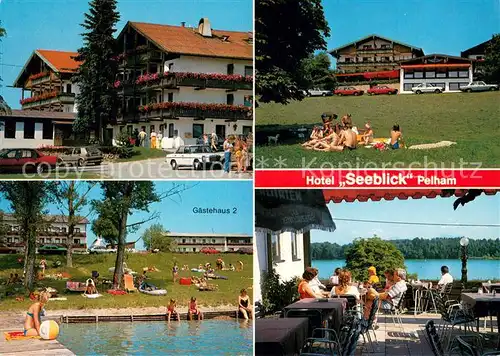 AK / Ansichtskarte Pelham_Oberbayern Restaurant Hotel Seeblick Liegewiese Gaestehaus 2 Terrasse Pelham Oberbayern