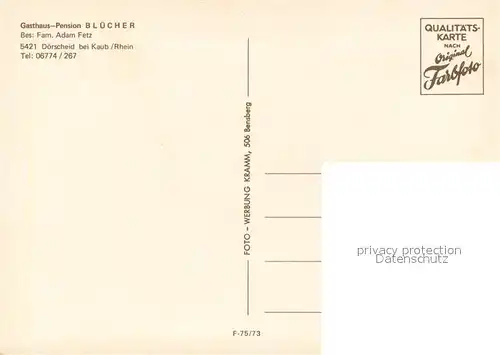 AK / Ansichtskarte Doerscheid Gasthaus Pension Bluecher Terrasse Freibad Rheinpartie Doerscheid