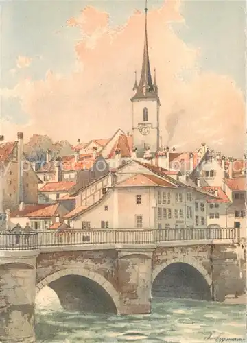 AK / Ansichtskarte Bern_BE Altstadt mit Burg Nydegg Kuenstlerkarte Bern_BE