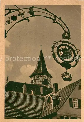 AK / Ansichtskarte Oppelsbohm Tuerschild Kirchturm aus Kalender Das schoene Schwabenland Oppelsbohm