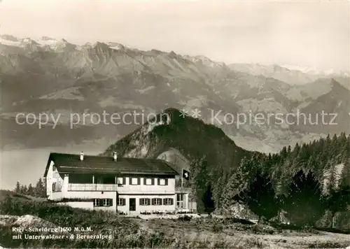 AK / Ansichtskarte Rigi_Scheidegg Berggasthaus mit Unterwaldner Berner Alpen Rigi Scheidegg