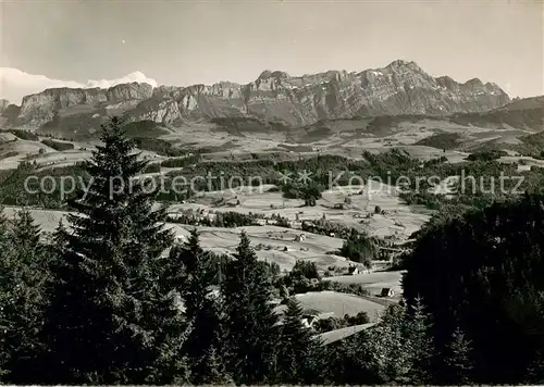 AK / Ansichtskarte Teufen_AR Panorama Blick zu Alpstein mit Saentis Appenzeller Alpen Teufen_AR