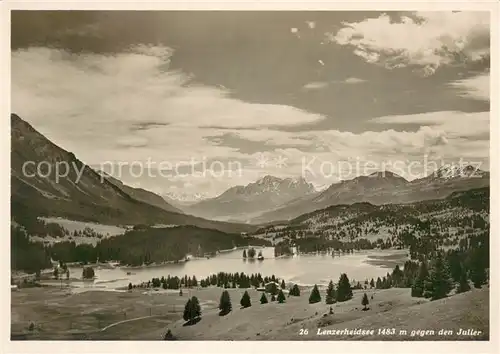 AK / Ansichtskarte Lenzerheide_GR Lenzerheidsee gegen den Julier Militaerpost Lenzerheide GR