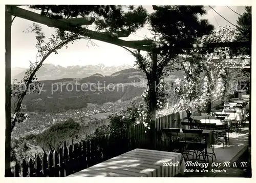 AK / Ansichtskarte Walzenhausen_AR Restaurant Meldegg Blick in den Alpstein Walzenhausen AR