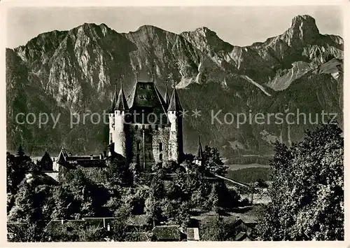 AK / Ansichtskarte Thun_BE Schloss mit Stockhorn Berner Alpen Thun_BE