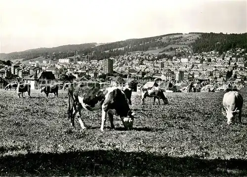 AK / Ansichtskarte La_Chaux de Fonds_NE Panorama Viehweide Kuehe 