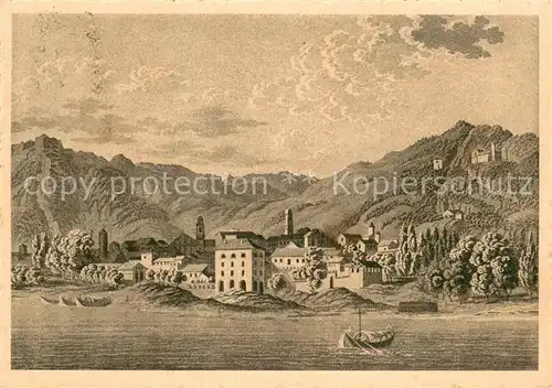 AK / Ansichtskarte Locarno_TI Ansicht vom Lago Maggiore aus Repro nach einem alten Kupferstich Kuenstlerkarte Locarno_TI