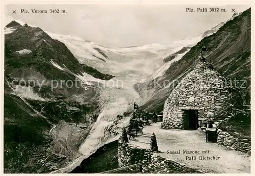 AK / Ansichtskarte Sassal_Masone Alp Gruem mit Palue Gletscher Bergwelt Berninagruppe Sassal Masone