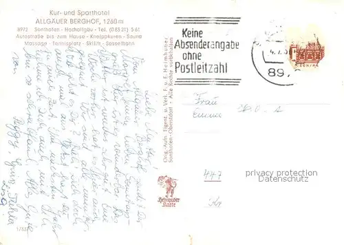 AK / Ansichtskarte Sonthofen_Oberallgaeu Kur  und Sporthotel Allgaeuer Berghof Garten Terrasse Alpenblick Sonthofen Oberallgaeu