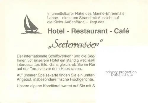 AK / Ansichtskarte Laboe Hotel Restaurant Cafe Seeterrassen Marine Ehrenmal Kieler Aussenfoerde Laboe