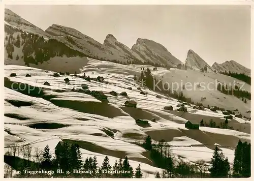 AK / Ansichtskarte Unterwasser_Toggenburg Blick gegen Iltiosalp und Churfirsten Winterlandschaft Appenzeller Alpen Unterwasser Toggenburg