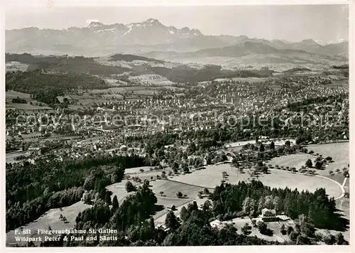 AK / Ansichtskarte St_Gallen_SG Wildpark Peter und Paul Blick auf Saentis Appenzeller Alpen St_Gallen_SG