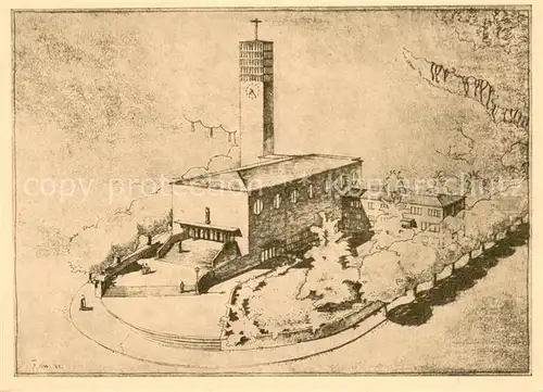 AK / Ansichtskarte Seebach_Zuerich Maria Lourdes Kirche Architekt Fritz Metzger Kuenstlerkarte Seebach Zuerich