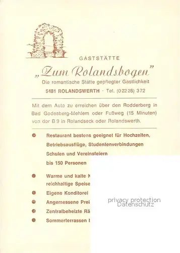 AK / Ansichtskarte Rolandswerth Gaststaette Zum Rolandsbogen Gastraum Rolandswerth