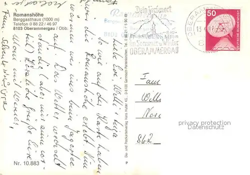 AK / Ansichtskarte Oberammergau Berggasthaus Romanshoehe im Winter Oberammergau