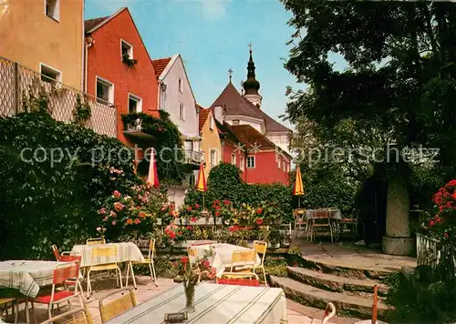 AK / Ansichtskarte Schaerding Cafe Restaurant zum Stadtbrunnen Terrasse Schaerding